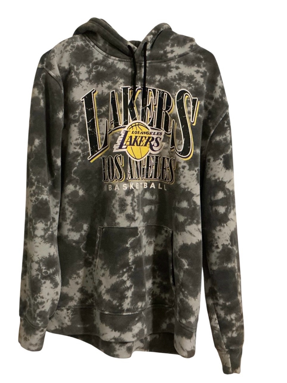 NBA Los Angeles Lakers Men’s XL Gray Tie-Dye Hoodie Pullover Kangaroo Pocket